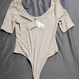 H&M Taupe Ribbed Top BNWT